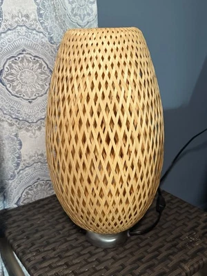IKEA Boja Modern Hand-Woven Bamboo Table Lamp 16" Tall - Image 1 of 4