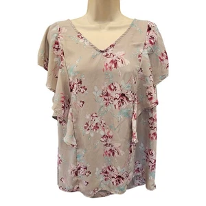 Torrid Grey Lavendar Pink Floral Ruffle Georgette Blouse 2X coquette cottagecore - Picture 1 of 9