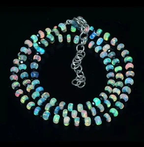 Collar de ópalo Welo etíope natural ópalo de fuego 18" joyas de piedras preciosas - Imagen 1 de 3