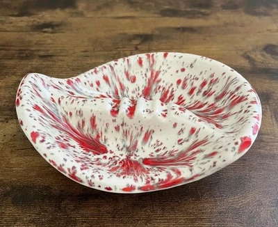 Cenicero retro vintage Atomic MCM AÑOS 70 Splatter cerámica rojo blanco gris  Foto 1 de 4