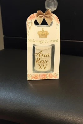 12pc Custom Shot Glass Party Favors, Recuerdos, Keepsake, Thank You - Image 1 of 2