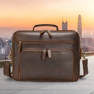 Maletín de cuero para hombre Bolso para computadora portátil Bolso de mano de negocios Oficina Trabajo Bolso de hombro - Imagen 1 de 7