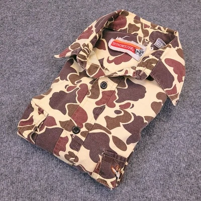 Camisa de Caza Winchester Cazador de Patos Camuflada Pequeña Mallarda Bordada Años 90 Retro Foto 1 de 4