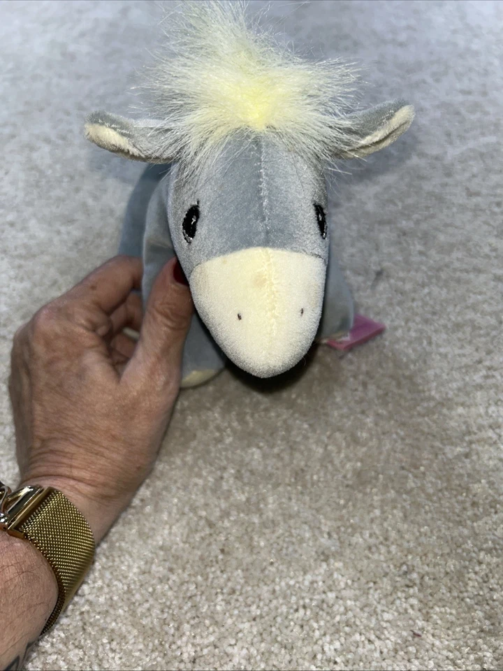 Vintage 1998 Enesco Precious Moments Tender Tails Donkey 8" Plush With Hang Tag - Image 1 of 4