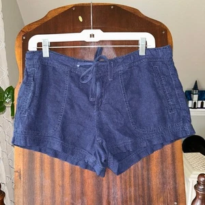 Unionbay Shorts Women's Size 7 Navy Blue linen blend Casual Drawstring y2k - Picture 1 of 10