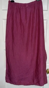 Eileen Fisher Irish Linen Cranberry Red Long Double Slit Skirt Medium M NWOT - Picture 1 of 13