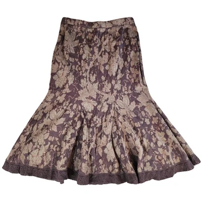 Falda midi para mujer Peruvian Connection estampado floral de encaje azul tejido Foto 1 de 4