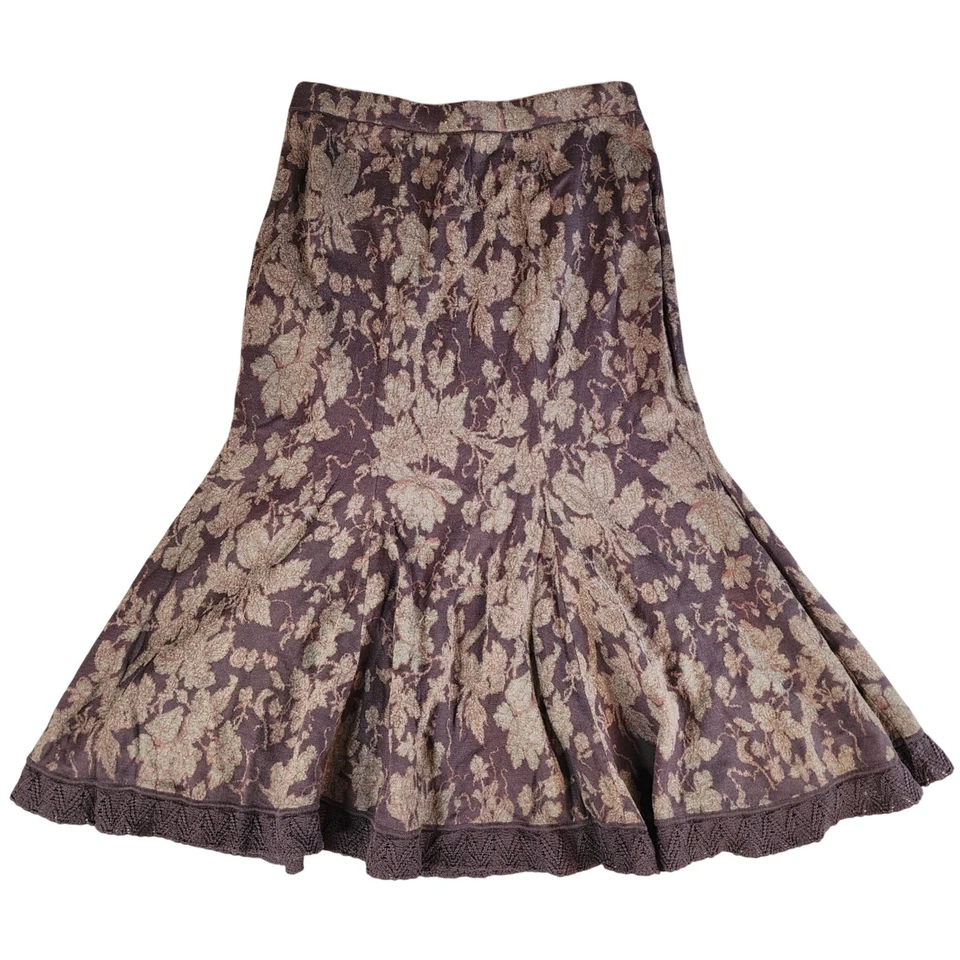 Falda midi para mujer Peruvian Connection estampado floral de encaje azul tejido Foto 1 de 4