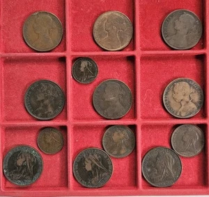 #100 Royaume-Uni 13 Monnaies Victoria Penny Farthing - Picture 1 of 2