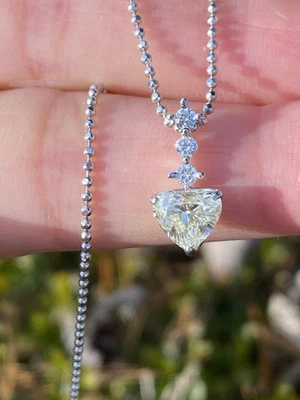 1.13TCW Natural Fancy Light Yellow Heart Diamond Platinum Necklace 18 Inches - Image 1 of 4