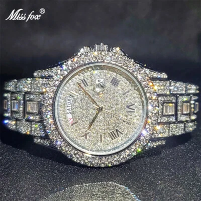 Iced Bling Out Watch Hip Hop Luxury Fashion Watch for Men AAA Stainless Steel - Photo 1/4