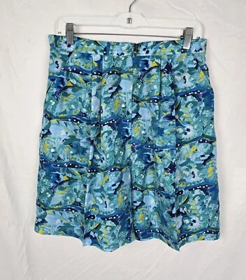 Pantalones Cortos Compagnie Internationale Express Vintage Seda Acuarela Delfín Talla L  Foto 1 de 4