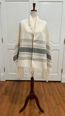 Традиционный мексиканский ребозо от Oaxca Mex. Мексиканская шаль, жилет с бахромой!! - Изображение 1 из 4