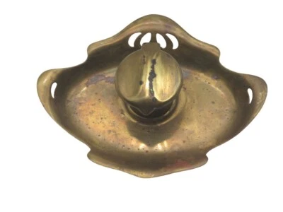 Tintero de metal antiguo GES SCH con inserto de cerámica blanca tintero Foto 1 de 4