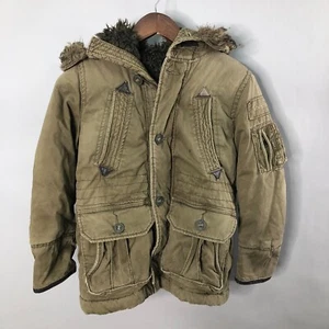 Vtg Abercrombie Coat Boy Youth Small Mt Washington Jacket Full Zip Hood Fur Y2K - Picture 1 of 21