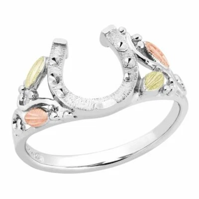 Herradura - Anillo de oro Black Hills de plata esterlina / Hecho a medida en EE. UU. Caja de regalo Foto 1 de 2