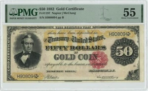 FR. 1197 $50 1882 Gold Certificate Silas Wright PMG AU55 Stunning! 949273-10 - Picture 1 of 2