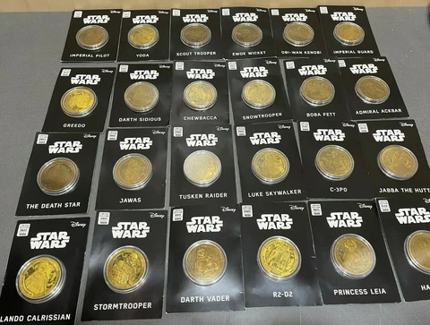 Star Wars Commemorative Collector's Gold Coin Dark Vader Boba Fett You Pick Cover