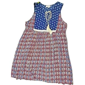 Umgee Dress M Shift Tunic Womens Sleeveless Boho Tassel Floral Print Medium - Picture 1 of 5