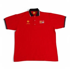 FERRARI Shell Marlboro Signed Michael Schumacher Polo Shirt  XL/XXL Vintage 90s - Picture 1 of 12