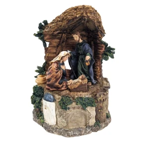 St. Nichalos Square Nativity Porcelain Musical Box Figurine Plays Away in Manger - Picture 1 of 18