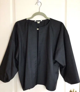 Zoran charcoal gray 100% gabardine wool boxy minimalist jacket blazer S/M/L - Picture 1 of 6