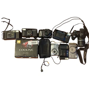 For Parts Cameras Kodak Fujifilm Coolpix Canon Olympus Lot of 9 - Picture 1 of 8