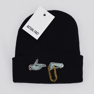 Actual Fact Run The Jewels Embroidered Hip Hop Roll Up Black Beanie Hat - Picture 1 of 1