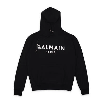NUEVO CON ETIQUETAS LOGO BALMAIN SUDADERA CON CAPUCHA NEGRA BLANCA TALLA XL $995 Foto 1 de 3