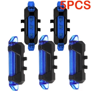 Luz trasera de freno LED azul USB recargable impermeable 5 piezas para bicicleta - Imagen 1 de 6