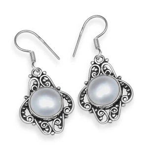Pearl Gemstone 925 Sterling Silver Drop Dangle Earrings For Women & Girls KE-193 - Picture 1 of 1