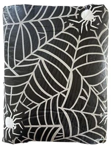 Celebrate Halloween Black Spiderweb & Spiders Vinyl Tablecloth, 70" Round - Picture 1 of 2