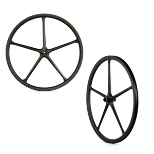 Superlight 700c 5 Spokes Road Bike Wheelset Carbon Fiber Clincher Tubeless Wheel - Picture 1 of 12