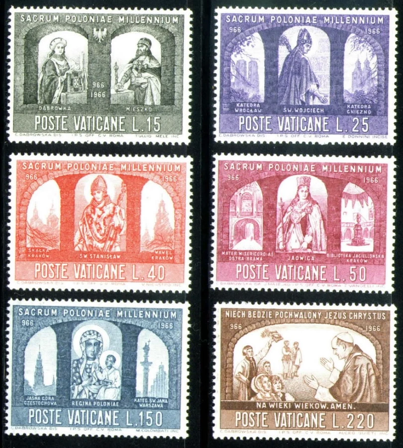 Vatican #Mi502-Mi507 MNH 1966 Catholic Poland Millenium [433-438] - Image 1 of 1