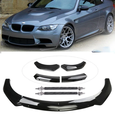 Front Bumper Lip Chin Spoiler With Strut For BMW E90 E92 E93 325i 335i Body Kits - Image 1 of 4
