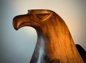 Vintage CARVED BLACK WALNUT EAGLE ~ Large & Heavy ~ 12 1/2” Tall ~ 8.3 Pounds - Picture 1 of 11