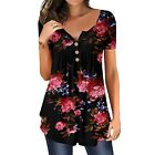 Women Casual Summer T-shirt Short Sleeve Tunic Tops Ladies Button Loose Blouse