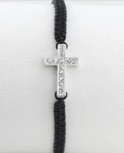 💎Touchstone Crystal Bracelet Woven Cross Black Adjustable New Condition - Picture 1 of 4