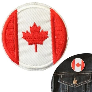 Canada Flag round iron on patch Canadian maple circle flags embroidery patches - Picture 1 of 4