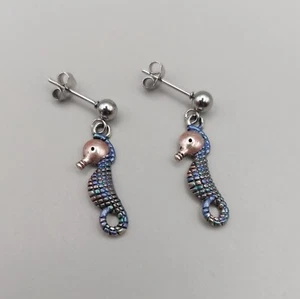 Seahorse Stud Earrings – Handcrafted Tibetan Silver Ocean Jewellery Gift - Picture 1 of 34