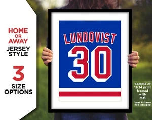 HENRIK LUNDQVIST Jersey Photo Art NEW YORK RANGERS Hockey 8x10 11x14 or 16x20 - Picture 1 of 5