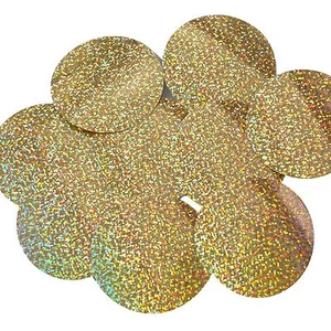 Holograma de oro redondo de lentejuelas de 3" brillo metálico brillante. Hecho en EE. UU. - Imagen 1 de 1