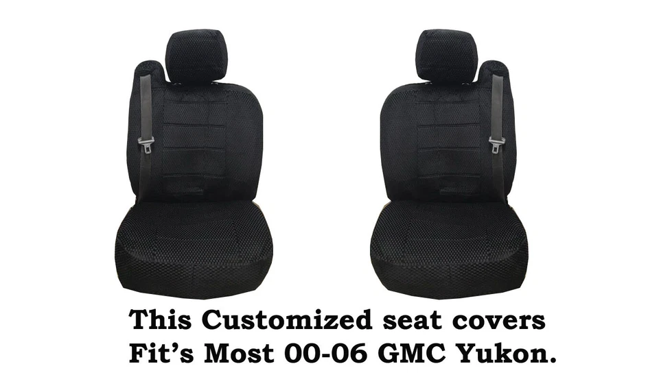 Fundas de asiento personalizadas de tela Scottsdale negras para 00-06 GMC Yukon. Foto 1 de 1