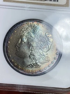 1881-S TONER Morgan Silver Dollar NGC MS64 Cool Target Toning Dual Sided - Bild 1 von 8