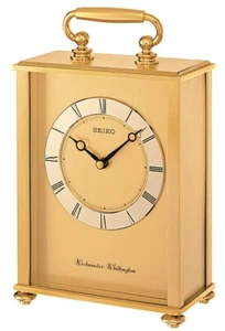 Seiko Westminster Chime Quartz Brass Carriage Mantle Clock QHJ201G - SCRUFFY BOX - Picture 1 of 20