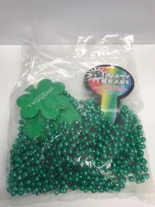 12 grüne Kleeblatt Party Perlen Halsketten Donegal Nachlässe St Patricks Dy Karneval - Bild 1 von 3