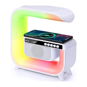 Bluetooth Rechargeable Speaker - Wireless Phone Charging LED Lamp Alarm Clock - Picture 1 of 8