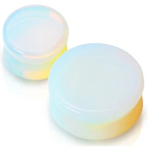 "Par de tapones para los oídos de silla de montar de piedra semipreciosa opalita medidores 6G a 1" - Imagen 1 de 1