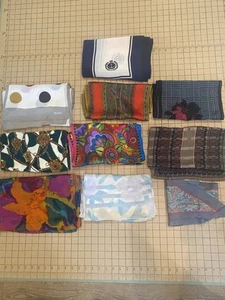 VTG Lot 10 VTG Scarves Silk Poly Assorted Designer Bill Blass Liz Claiborne #1 - Picture 1 of 14