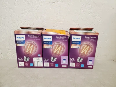 *3* Philips A19 Smart WiFi Vintage Edison LED Tunable White Bluetooth Bulbs - Image 1 of 4